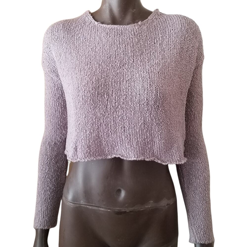 Missguided Sweater Crop Womens Size 4 Lilac Scoop Back Tie Neck